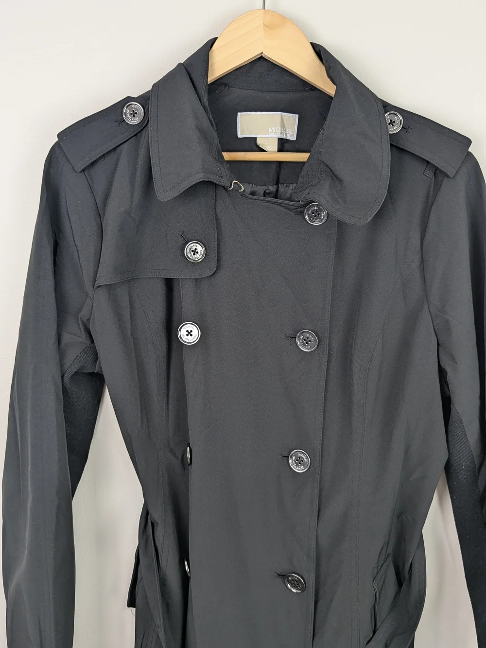 Michael Kors Classic Black Double-Breasted Trench Coat XL